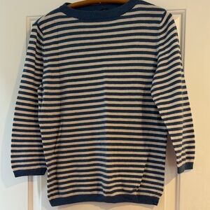 Talbots Navy and Cream Striped Sweater